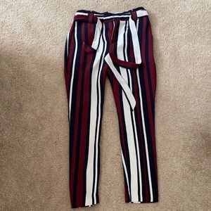 Striped high rise pants
